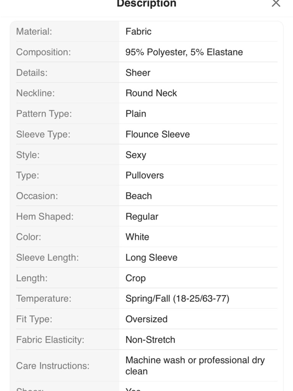 SHEIN White Crochet Open-Knit Long Sleeve Swim Coverup - Picture 3 of 5